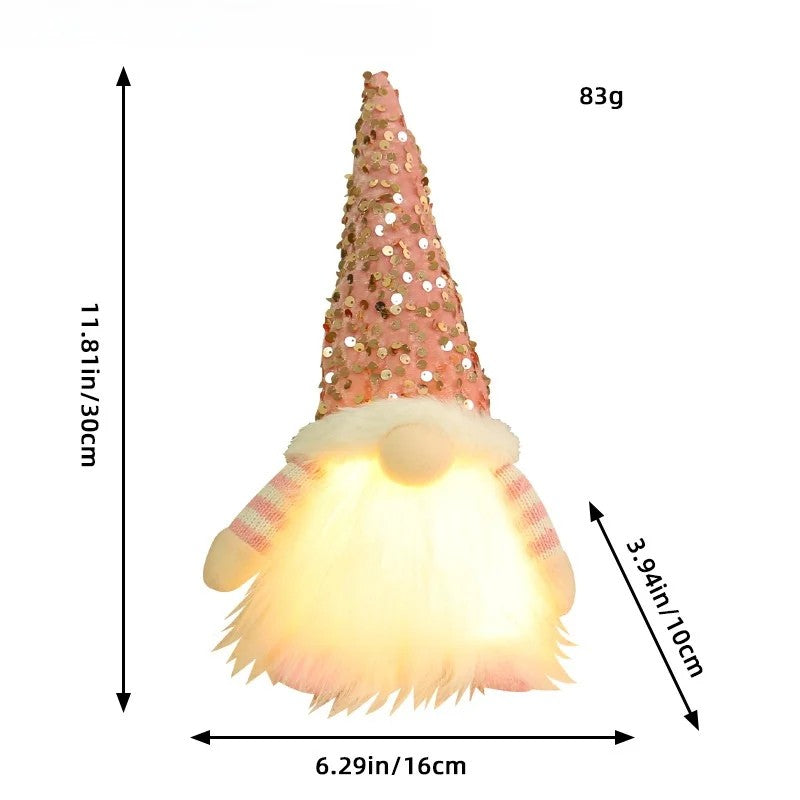 Christmas Gnome Figurine with LED Light - Faceless Elf Doll
