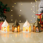 Christmas Lantern Night Light - Miniature House Ornament with LED
