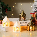 Christmas Lantern Night Light - Miniature House Ornament with LED
