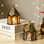 Christmas Lantern Night Light - Miniature House Ornament with LED
