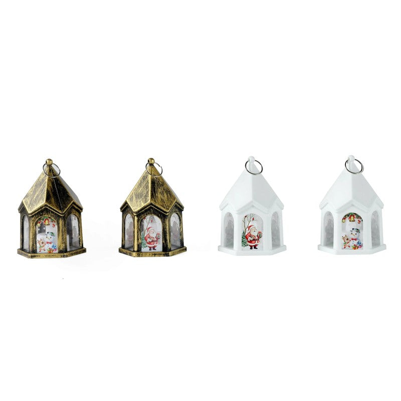 Christmas Lantern Night Light - Miniature House Ornament with LED