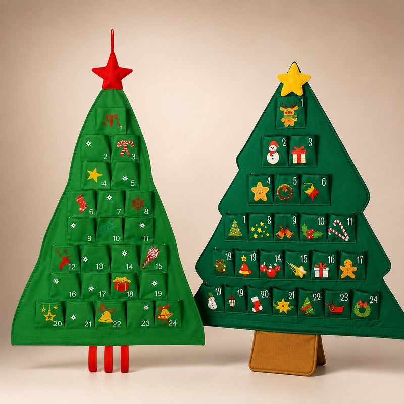 Christmas Lights Advent Calendar - Christmas Tree Shape with 24 Pockets
