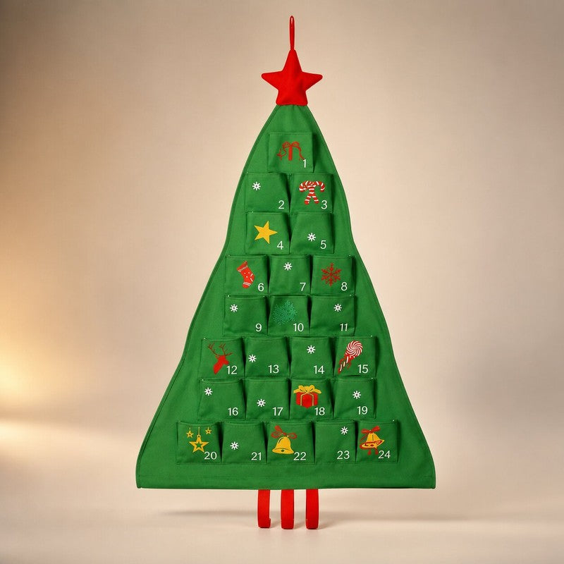 Christmas Lights Advent Calendar - Christmas Tree Shape with 24 Pockets