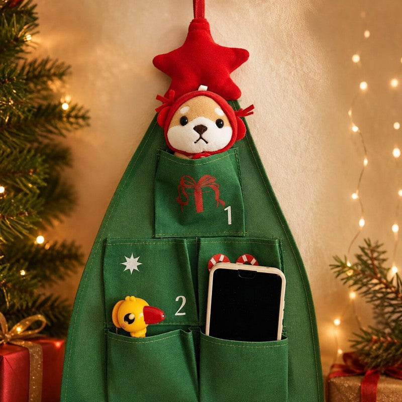 Christmas Lights Advent Calendar - Christmas Tree Shape with 24 Pockets