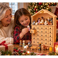 Christmas Lights Nativity Advent Calendar - Manger-Shaped Cabinet