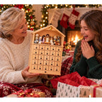 Christmas Lights Nativity Advent Calendar - Manger-Shaped Cabinet