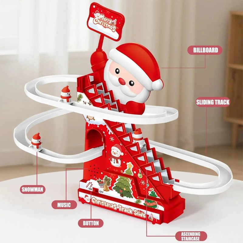 Christmas Lights Roller Slide Track Playset - Santa Claus Figure