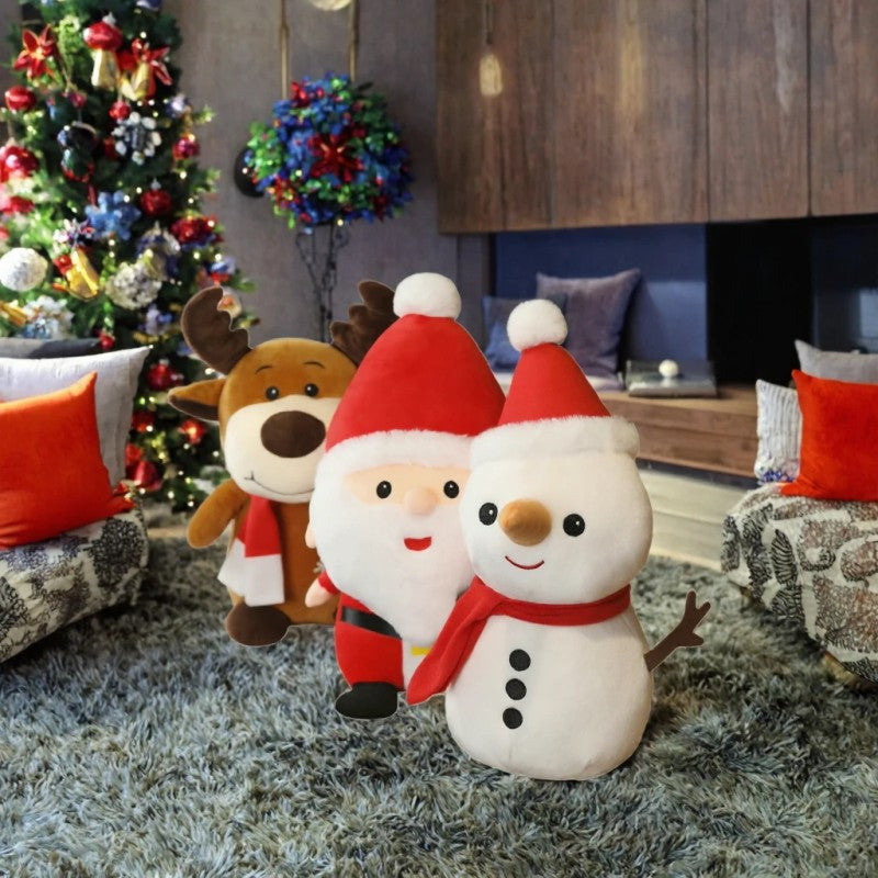 Christmas Stuffed Animal Set - Santa Claus, Snowman, Reindeer