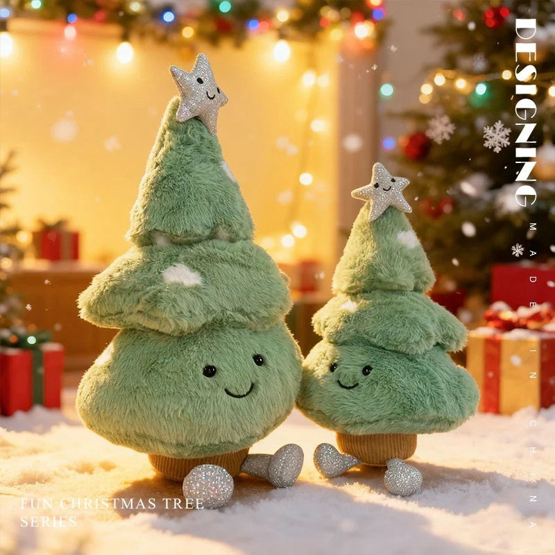 Christmas Tree Plush Toy - Tiered Cone Shape with Star Topper
