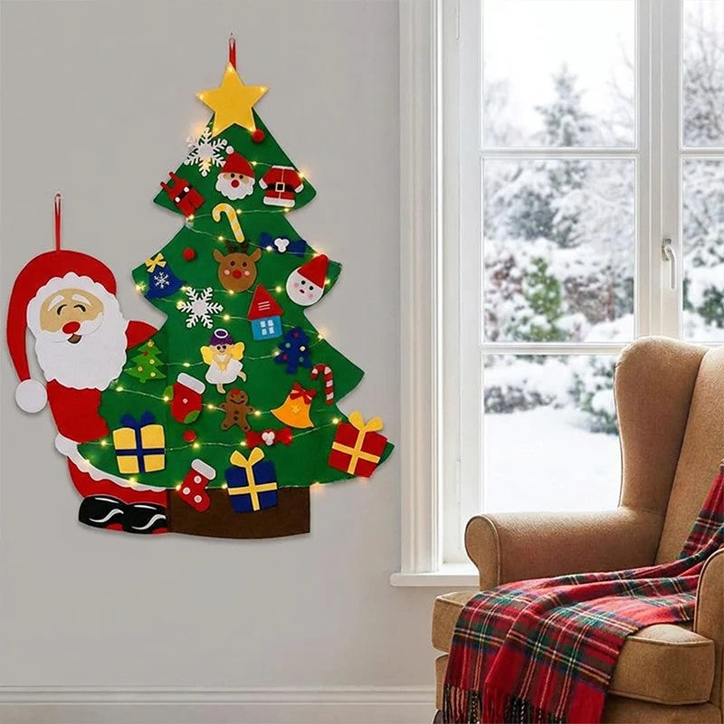 Christmas Tree Wall Decoration with Detachable Ornaments