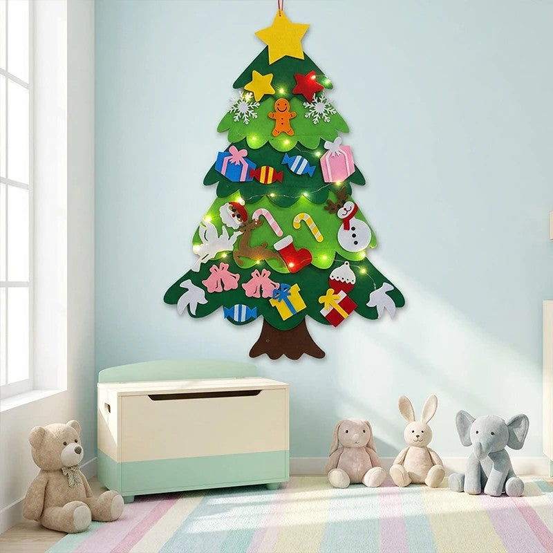 Christmas Tree Wall Decoration with Detachable Ornaments
