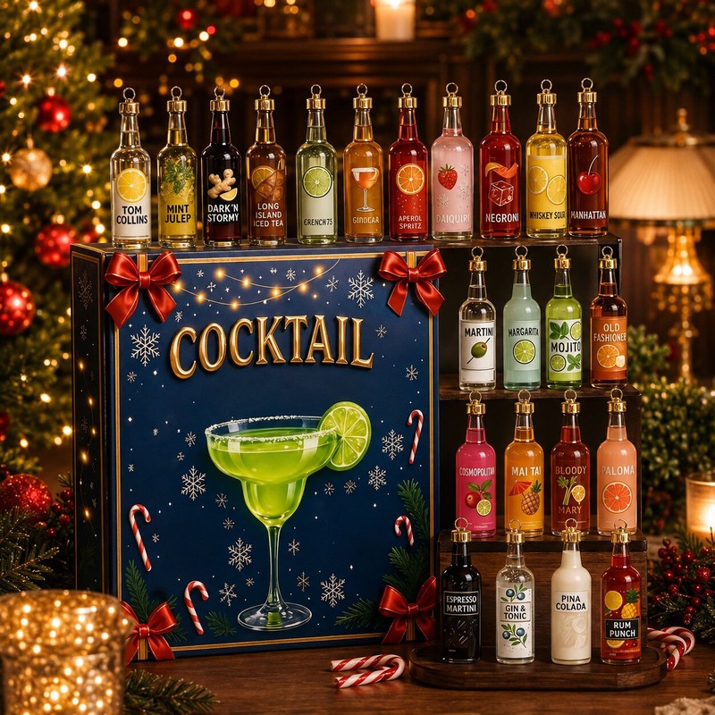 Cocktail Advent Calendar 2026 - 24 Hanging Ornaments