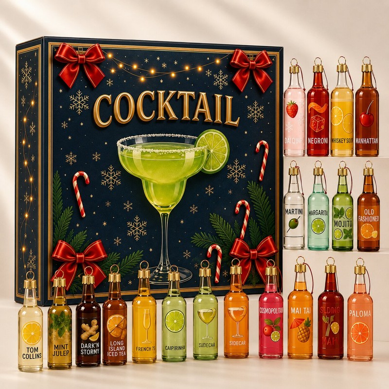 Cocktail Advent Calendar 2026 - 24 Hanging Ornaments