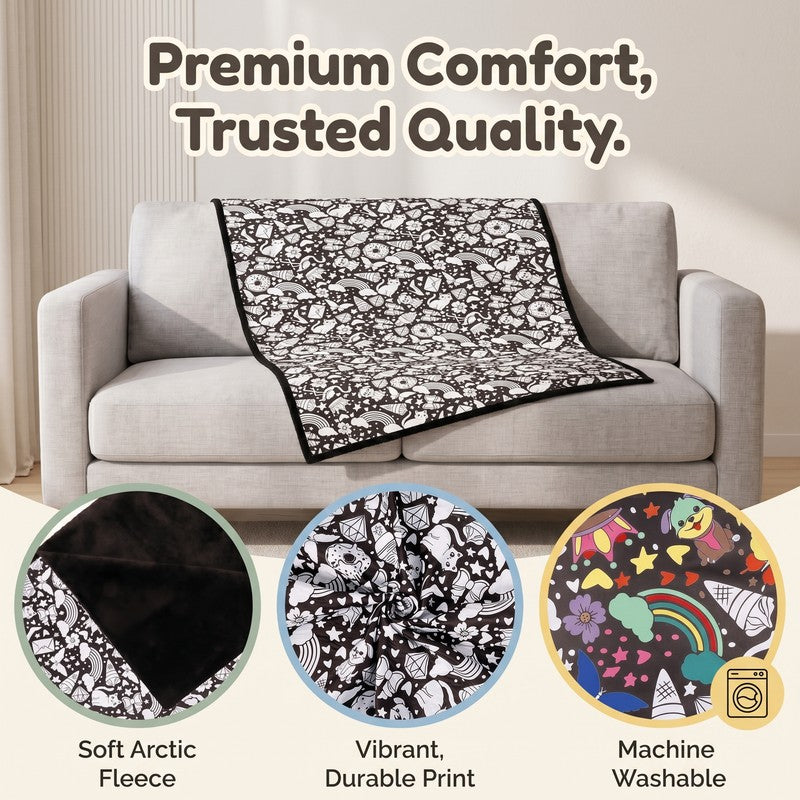 Colour-your-own Blanket Kit - Black and White Pattern with Fabric Markers