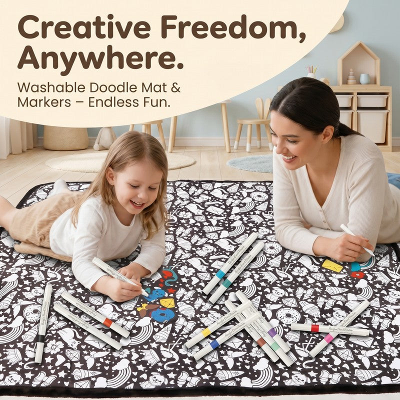 Colour-your-own Blanket Kit - Black and White Pattern with Fabric Markers