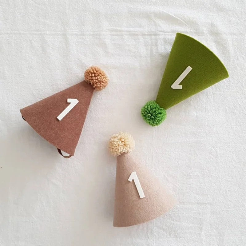 Cone Party Hat - Pompom and Personalized Text Applique