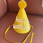 Cone Party Hat - Pompom and Personalized Text Applique