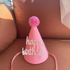 Cone Party Hat - Pompom and Personalized Text Applique