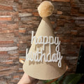 Cone Party Hat - Pompom and Personalized Text Applique