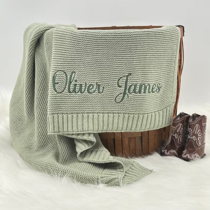 Custom Embroidered Baby Blanket - Personalized Name Text