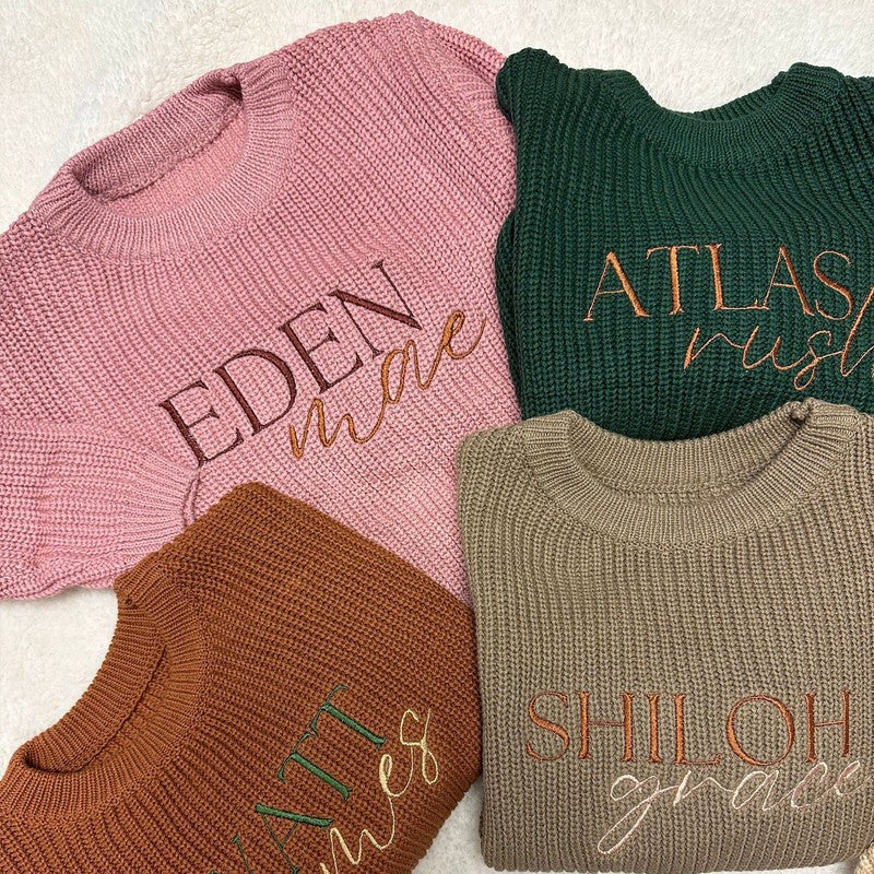 Custom Embroidered Baby Sweater - Ribbed Knit Long Sleeve