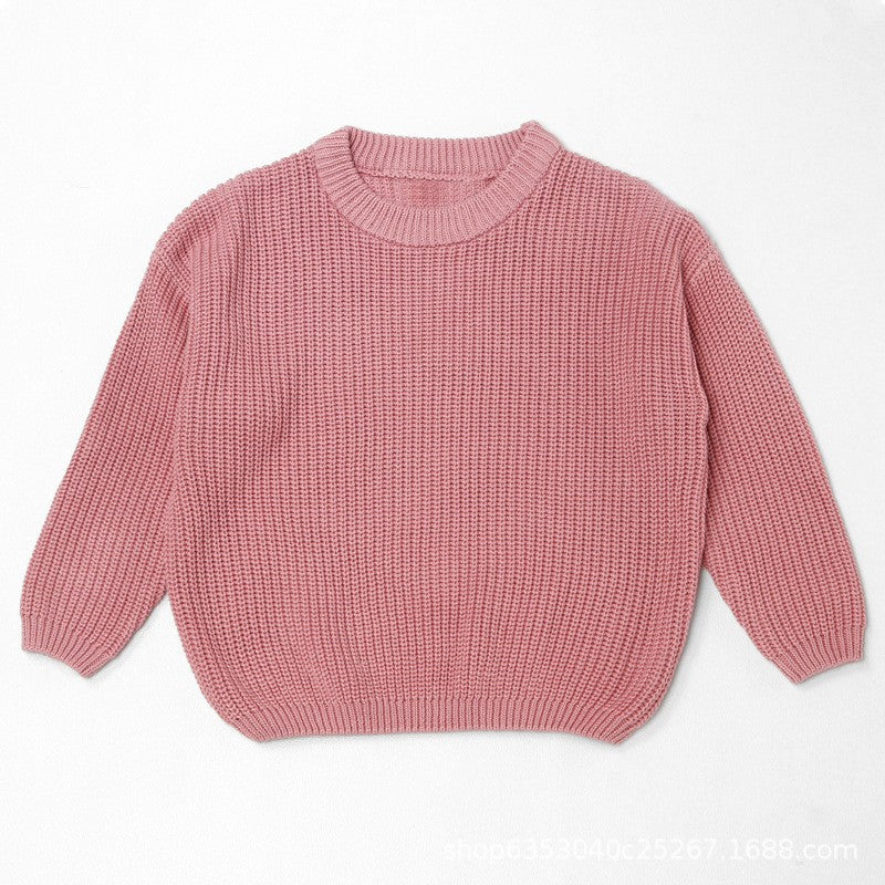 Custom Embroidered Name Knit Sweater for Babies and Toddlers - Ribbed Collar and Cuffs