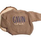 Custom Embroidered Name Knit Sweater for Babies and Toddlers - Ribbed Collar and Cuffs