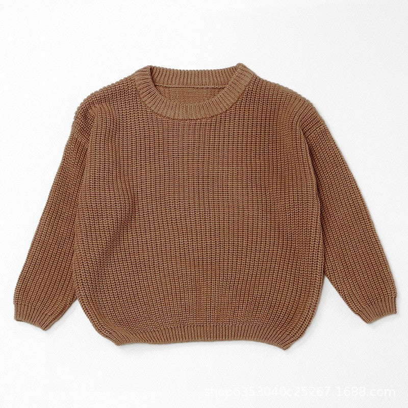 Custom Embroidered Name Knit Sweater for Babies and Toddlers - Ribbed Collar and Cuffs