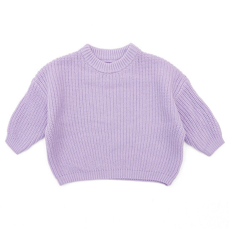 Custom Embroidered Name Knit Sweater for Babies and Toddlers - Ribbed Collar and Cuffs