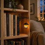 Decorative Bookshelf Light - Ornate Wrought-Iron Bracket with Illuminated Pendant