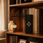 Decorative Bookshelf Light - Ornate Wrought-Iron Bracket with Illuminated Pendant