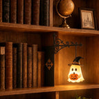 Decorative Bookshelf Light - Ornate Wrought-Iron Bracket with Illuminated Pendant