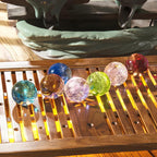 Decorative LED Light - Galaxy-Themed Crystal Orbs on Wooden Base
