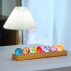 Decorative LED Light - Galaxy-Themed Crystal Orbs on Wooden Base
