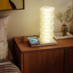 Decorative LED Table Lamp with Wireless Charger - Adjustable Slab