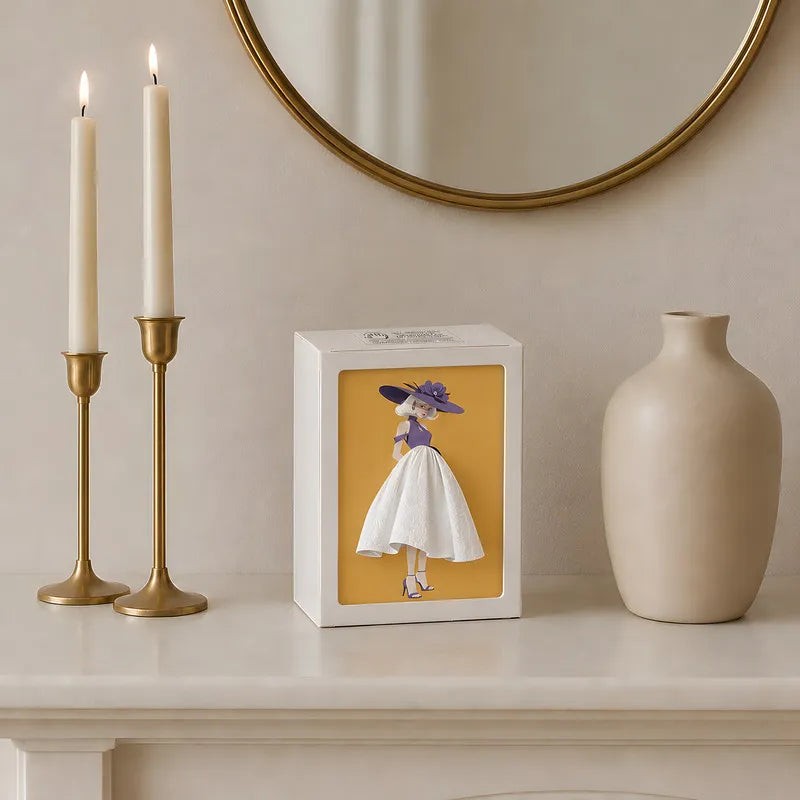 Decorative Tissue Box with Built-In Ambient Light - Fashion-Inspired Art Insert