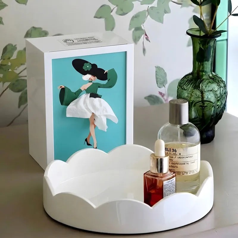 Decorative Tissue Box with Built-In Ambient Light - Fashion-Inspired Art Insert