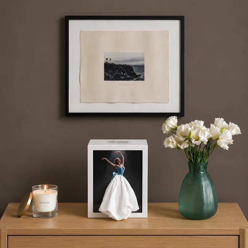 Decorative Tissue Box with Built-In Ambient Light - Fashion-Inspired Art Insert