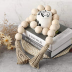 Decorative Wood Bead Garland with Tassels - Rustic Farmhouse Decor