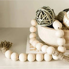 Decorative Wood Bead Garland with Tassels - Rustic Farmhouse Decor