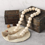 Decorative Wood Bead Garland with Tassels - Rustic Farmhouse Decor
