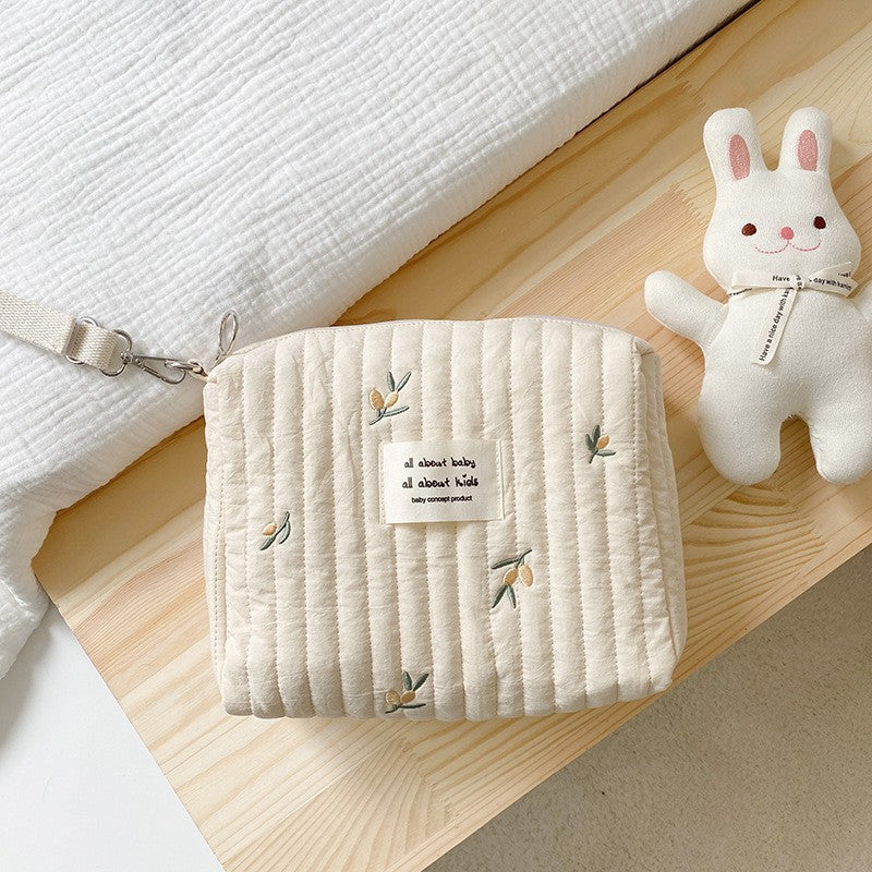 Diaper Bag with Embroidered Animal Motifs