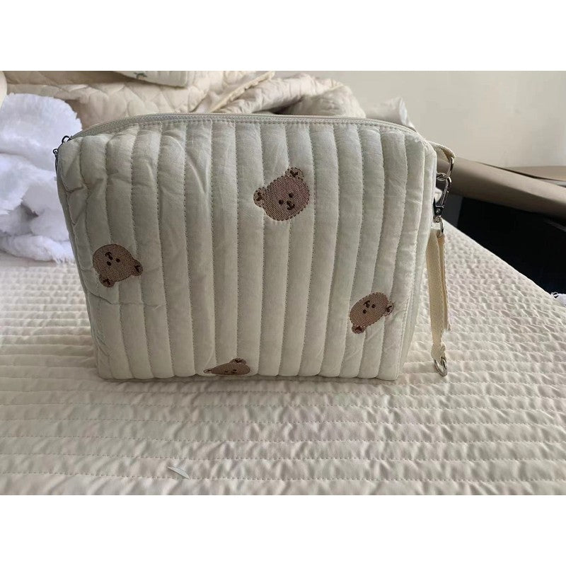 Diaper Bag with Embroidered Animal Motifs