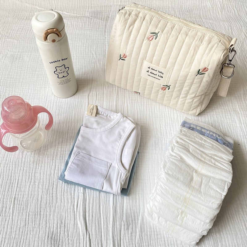 Diaper Bag with Embroidered Animal Motifs