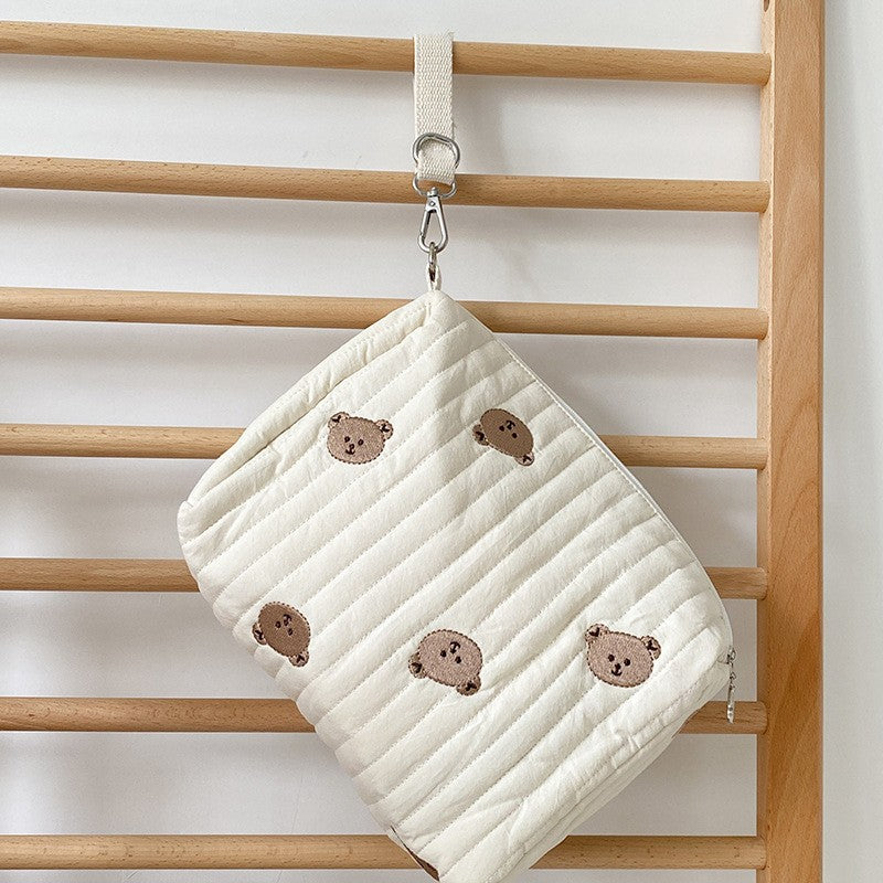 Diaper Bag with Embroidered Animal Motifs