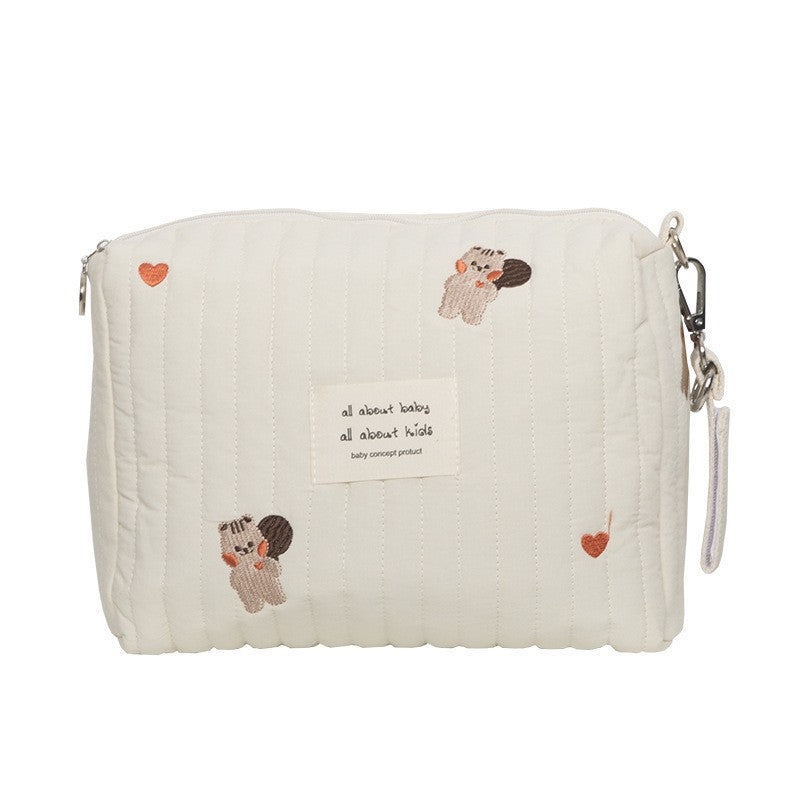 Diaper Bag with Embroidered Animal Motifs