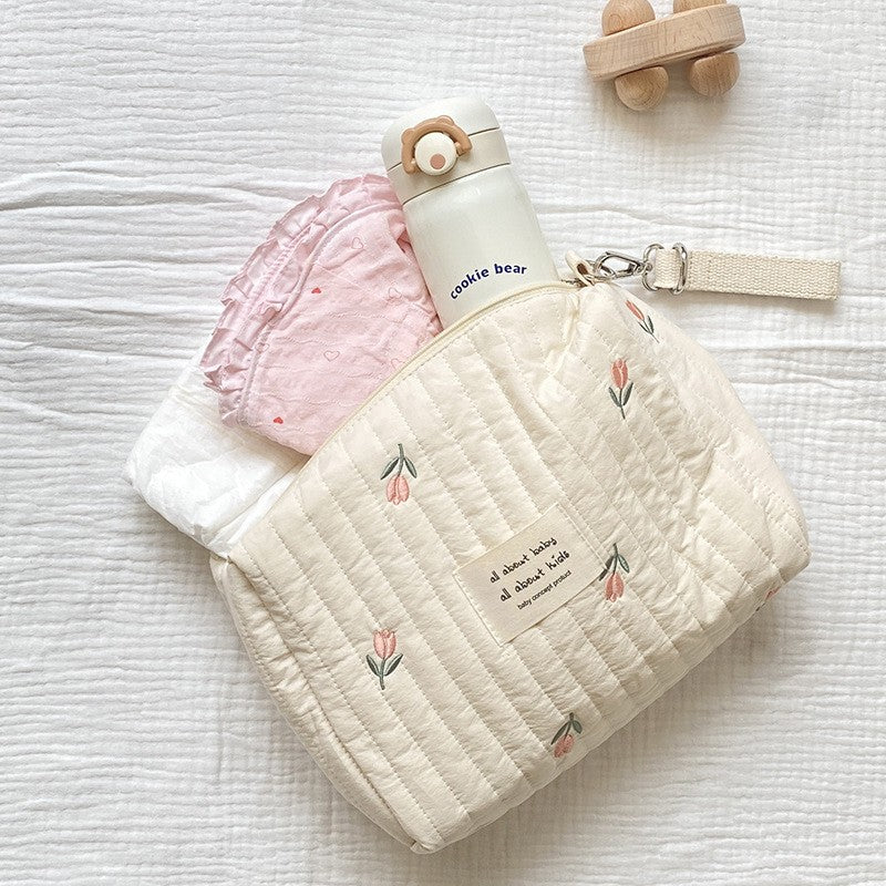 Diaper Bag with Embroidered Animal Motifs
