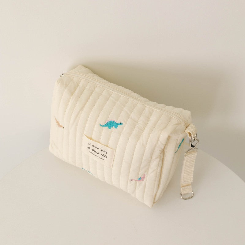 Diaper Bag with Embroidered Animal Motifs