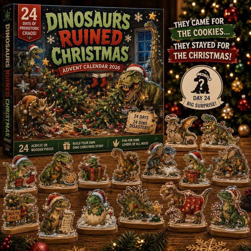 Dinosaur Christmas Advent Calendar - Wooden or Acrylic Charm Set