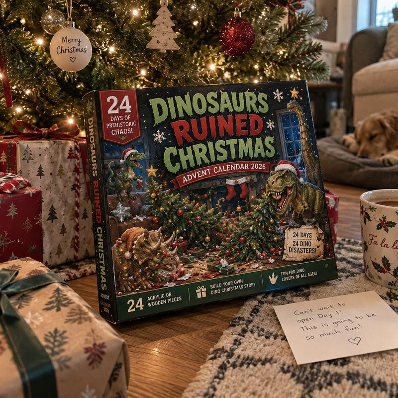 Dinosaur Christmas Advent Calendar - Wooden or Acrylic Charm Set